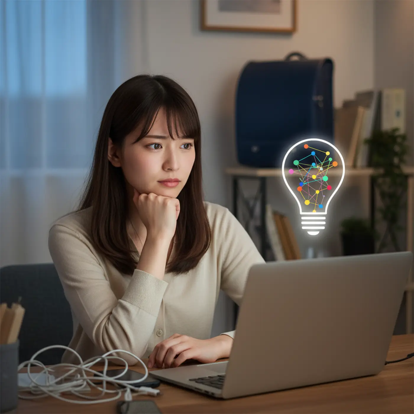 SNSでよく見かけるトラブル事例とその解決策を解説するアイキャッチ画像。困った表情の人物が、解決策のヒントを見つけて安心する様子が描かれている。