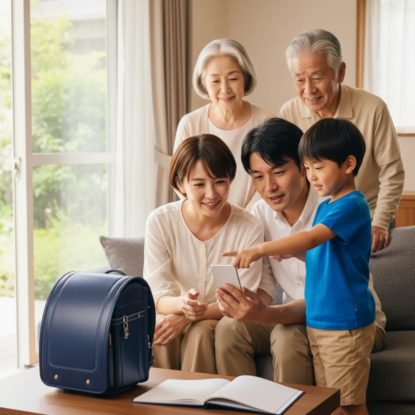 祖父母からのランドセル購入の申し出を角を立てずに断る方法を示すLINEの会話例。子供の成長を見守りたいという気持ちを伝えつつ、代替案を提示するスマートな断り方。